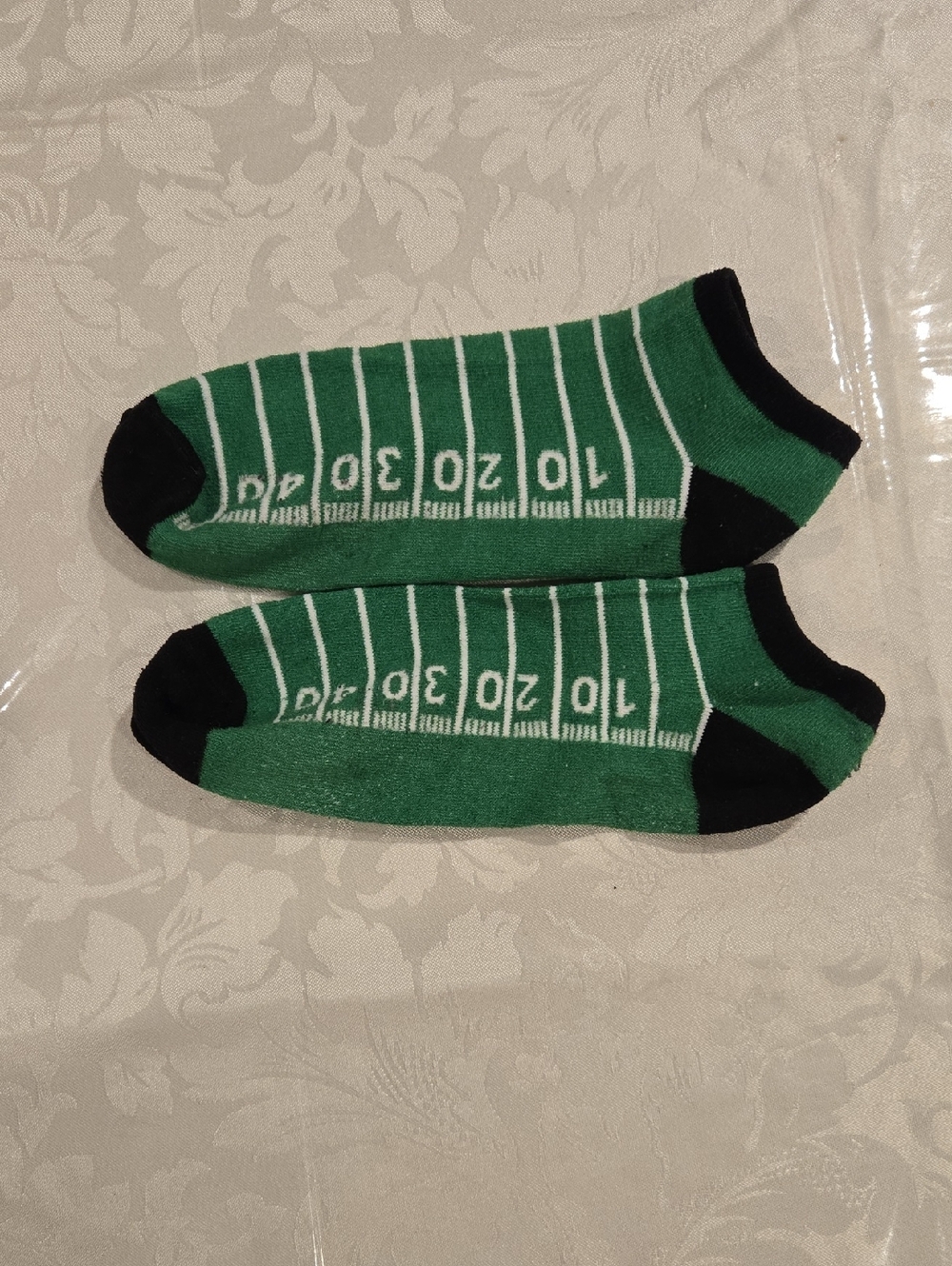 Men's Green Low-Cut Athletic Socks with Stripe Markings Football